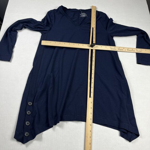 Chicos Ultimate Tee Blue Long Sleeve Asymmetric Casual Soft Knit Top 0 SMALL - Picture 6 of 10